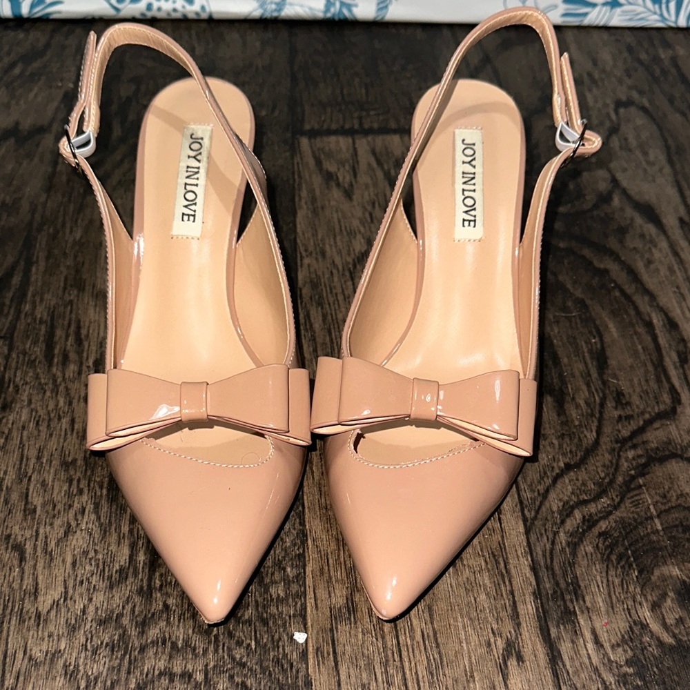 Joy And Love Nude Slingback Heels - Picture 1 of 3